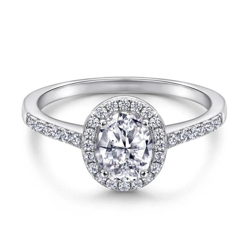 1.5ct Moissanite Oval Engagement Ring in S925 Sterling Silver