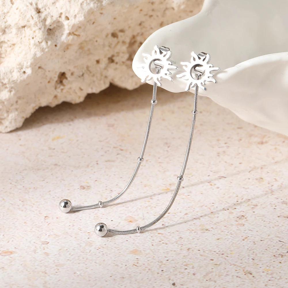 Simple Classic Design Stainless Steel Sun Earrings