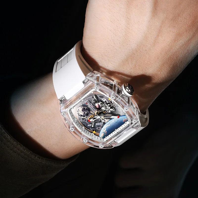 3D Men's Mechanical Watch Transparent Hollow Moon Luminous