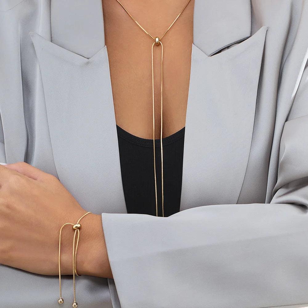 Long thin adjustable necklace