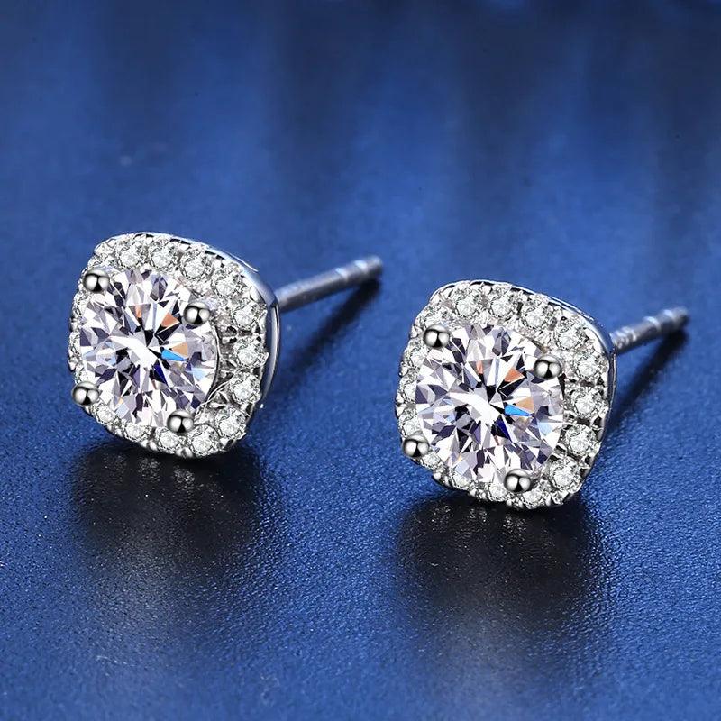 LESF 0.5 Carat Moissanite S925 Sterling Silver Luxury Square Stud Earrings Women Wedding Jewelry