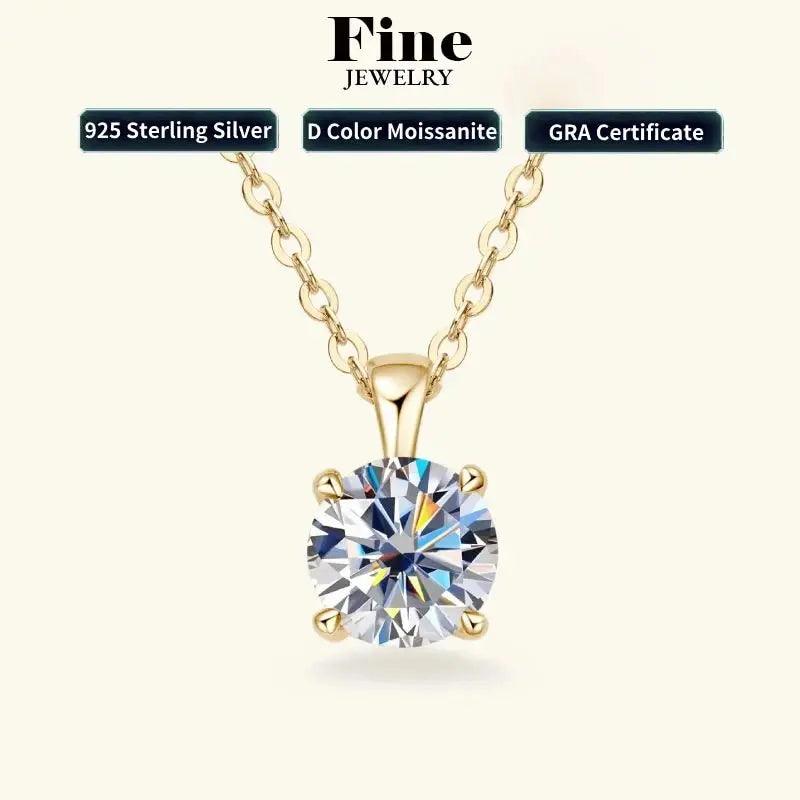 18k Gold Plated 6.5mm 1.0ct Moissanite Solitaire Pendants