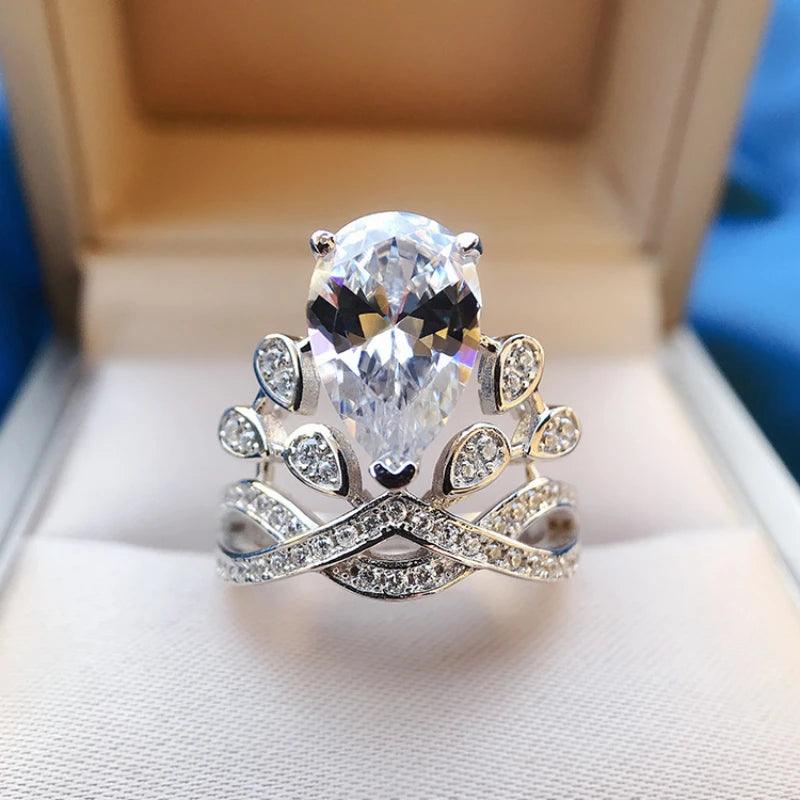 4ct Water Drop Moissanite Ring in 925 Sterling Silver Elegant and Luxurious for Wedding or Engagement