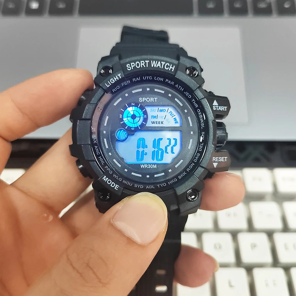 Men's Digital LED Luminous Sports Fashion Military Waterproof Watch