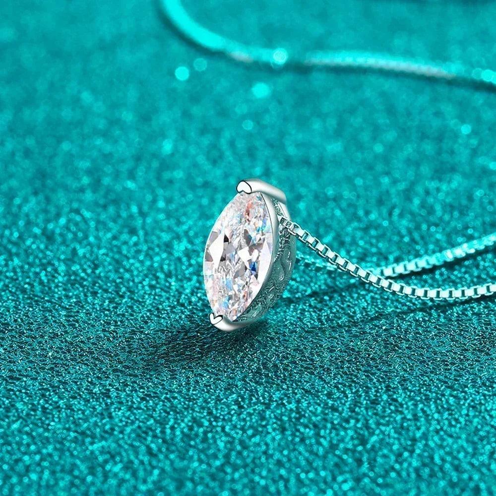 1 Carat Marquise Cut Moissanite Diamond Necklace for Women