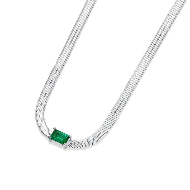 Luxury S925 Silver Necklace 0.5 Carat Emerald