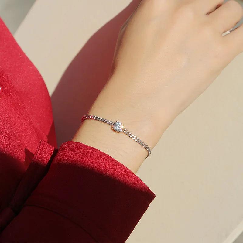 Heavy and elegant diamond bracelet made of S925 sterling silver