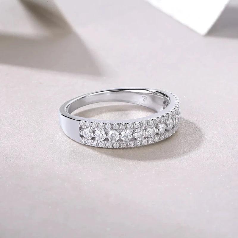 925 Sterling Silver Ring Moissanite Fine Jewelry Women Engagement Wedding Bands