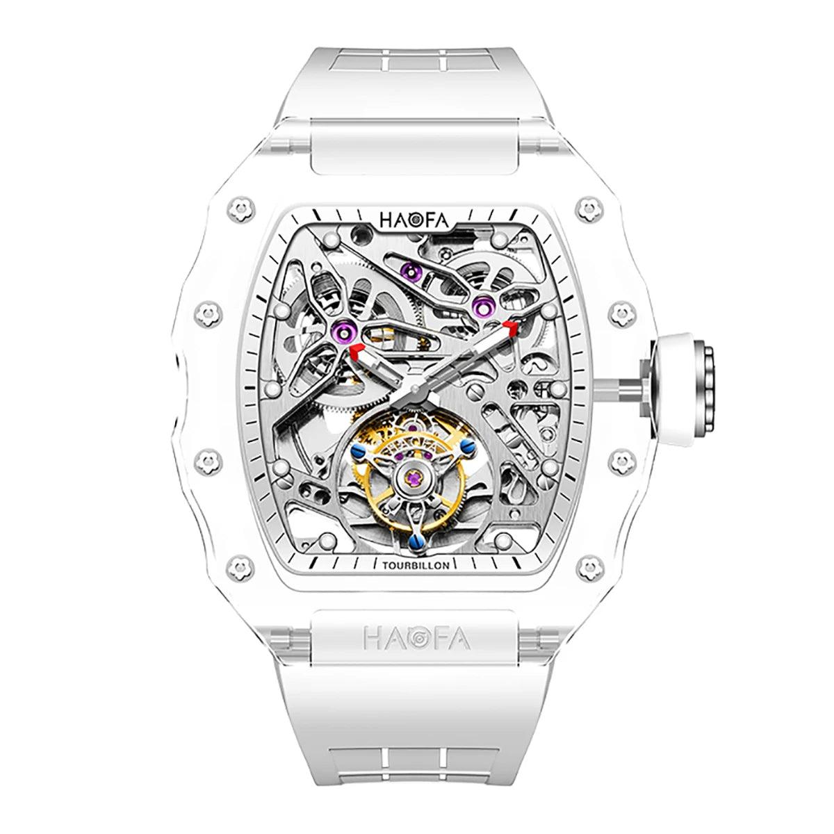 Luxury Rare Haofa Full Crystal Transparent Tourbillon Watch Luxury Automatic Mechanical Watch Waterproof Luminous Watch