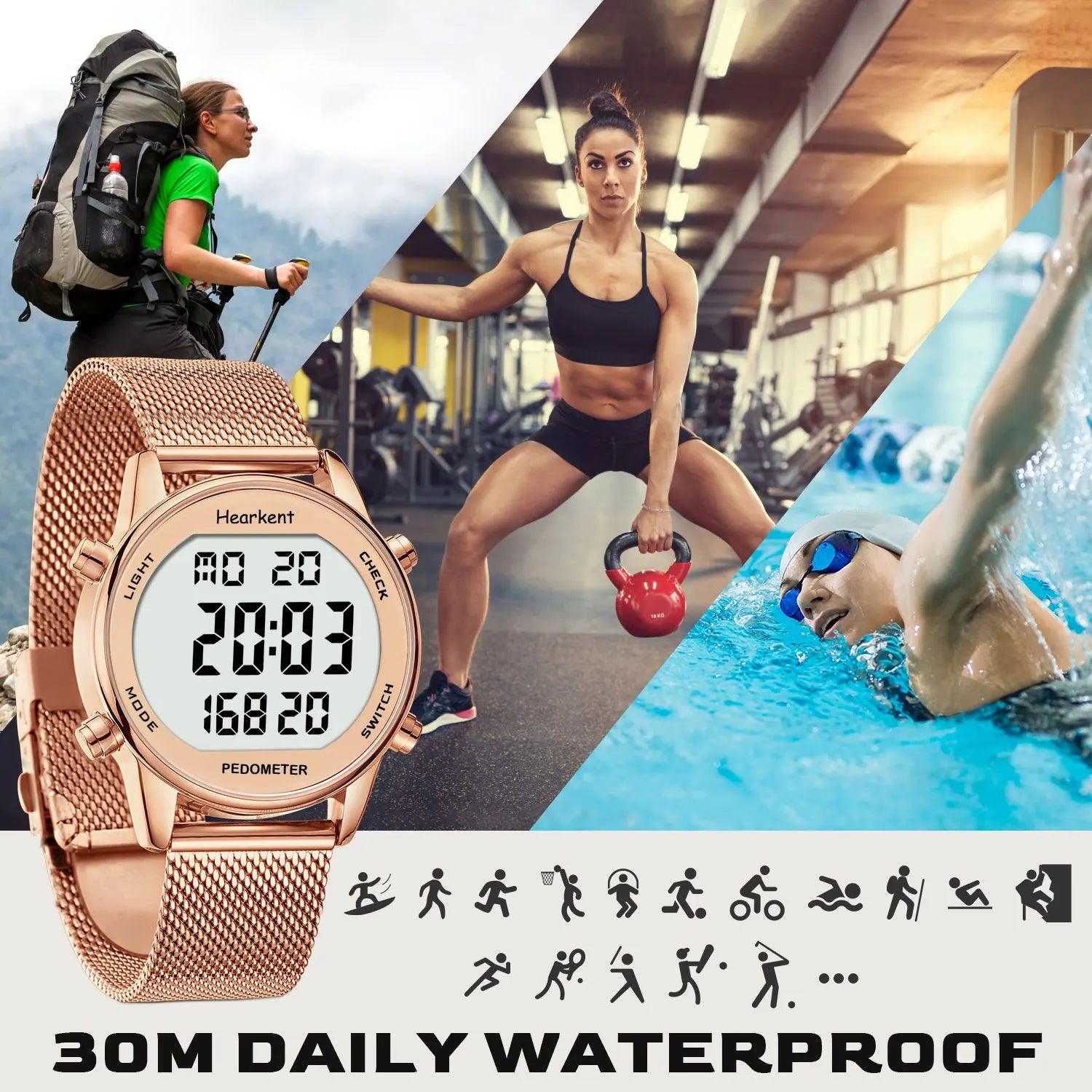 Women's Digital Sports Watch Pedometer Calorie Mileage Tracker Walking Watch No App No Bluetooth