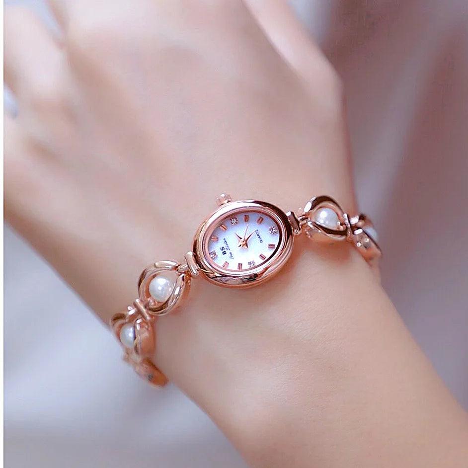 Simple Japanese Style Women's Watch with Pearl Strap Waterproof