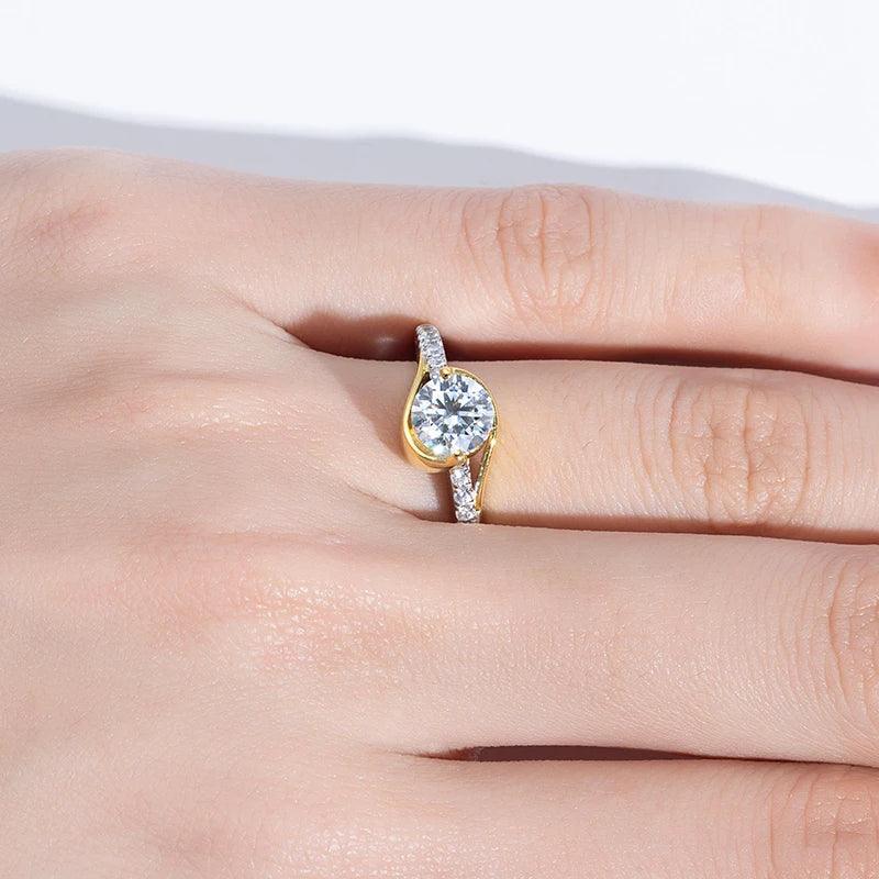 1 Carat Luxury Round All Moissanite Ring 925 Sterling Silver