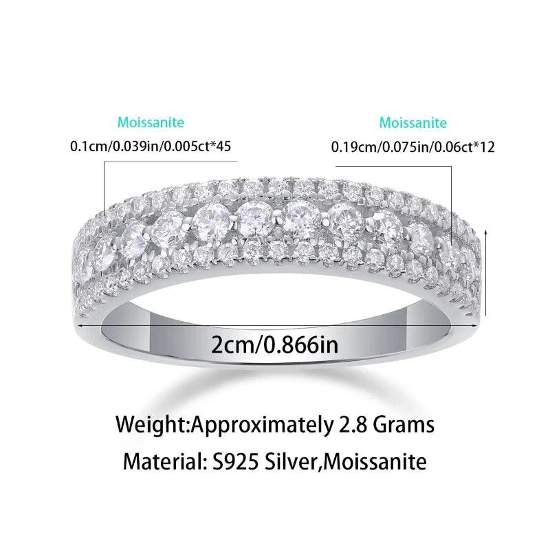 925 Sterling Silver Ring Moissanite Fine Jewelry Women Engagement Wedding Bands