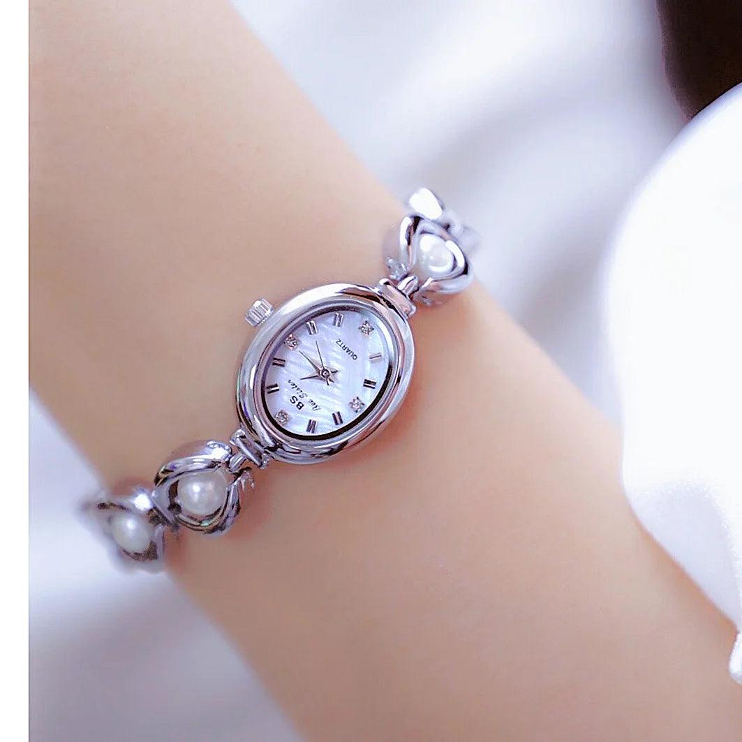 Simple Japanese Style Women's Watch with Pearl Strap Waterproof