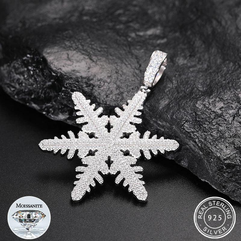 Certified Genuine 925 Sterling Silver D Color Moissanite Snowflake Pendant