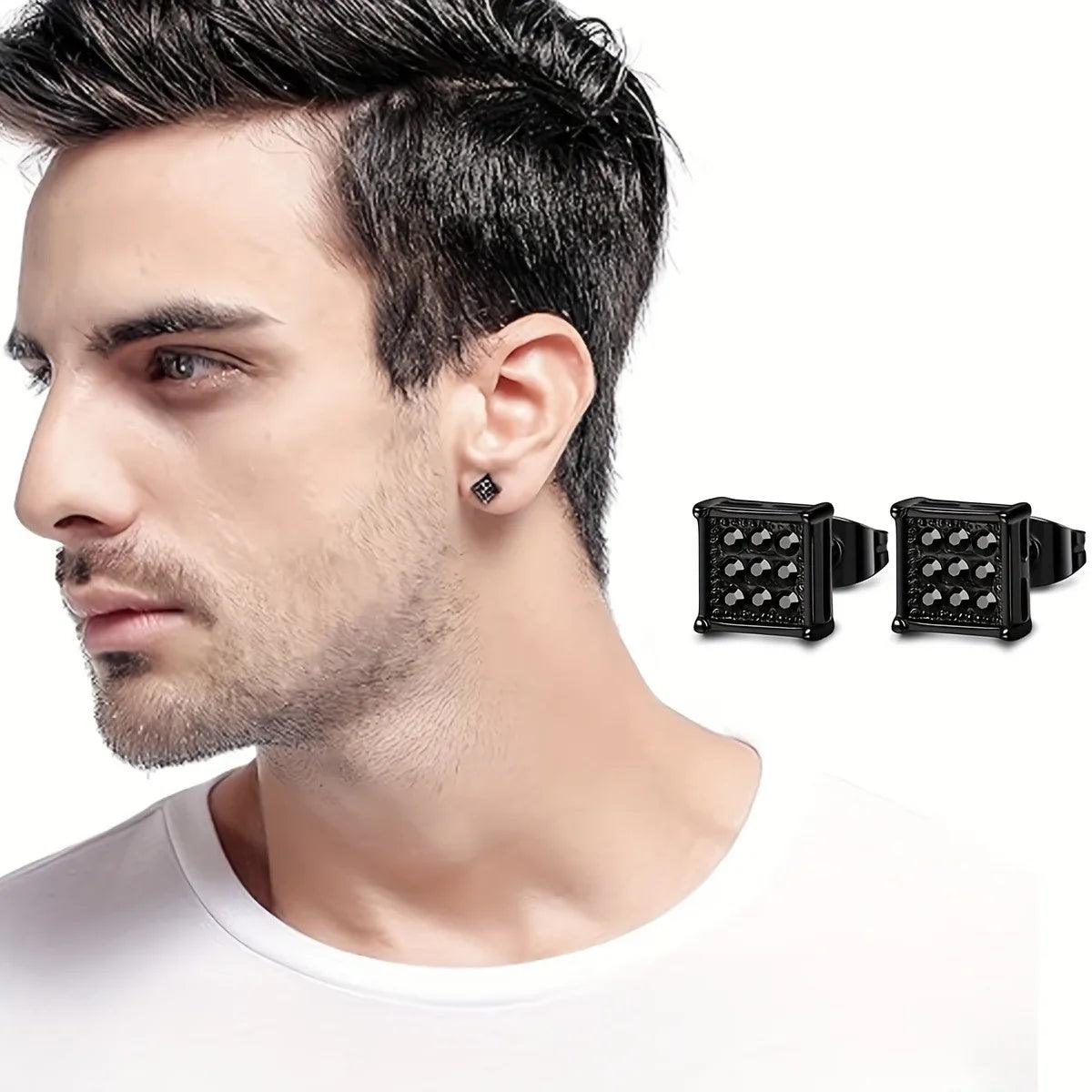 Luxurious men's earrings set in multiple colors and shapes