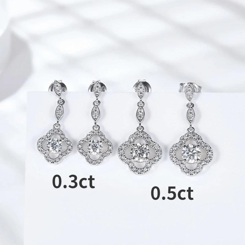 0.5 Carat Moissanite Drop Earrings S925 Silver Flower Shape - TETAEA