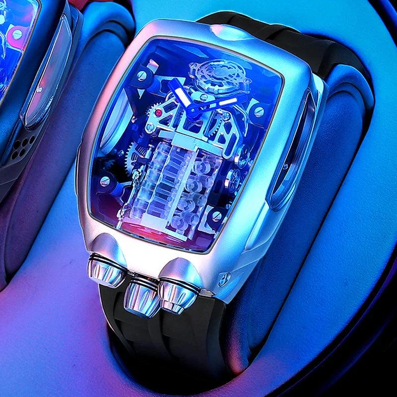 50mm Rare Luxury Men's Automatic Mechanical Sport Watch Bugatti Design Waterproof Durable Strong Case (LUXURY SUITS YOU)