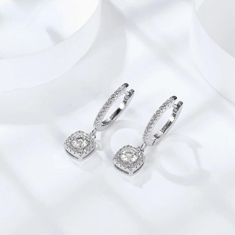 Simple 1ct Moissanite Stud Earrings in S925 Sterling Silver Classic Simple Cushion Cut Design