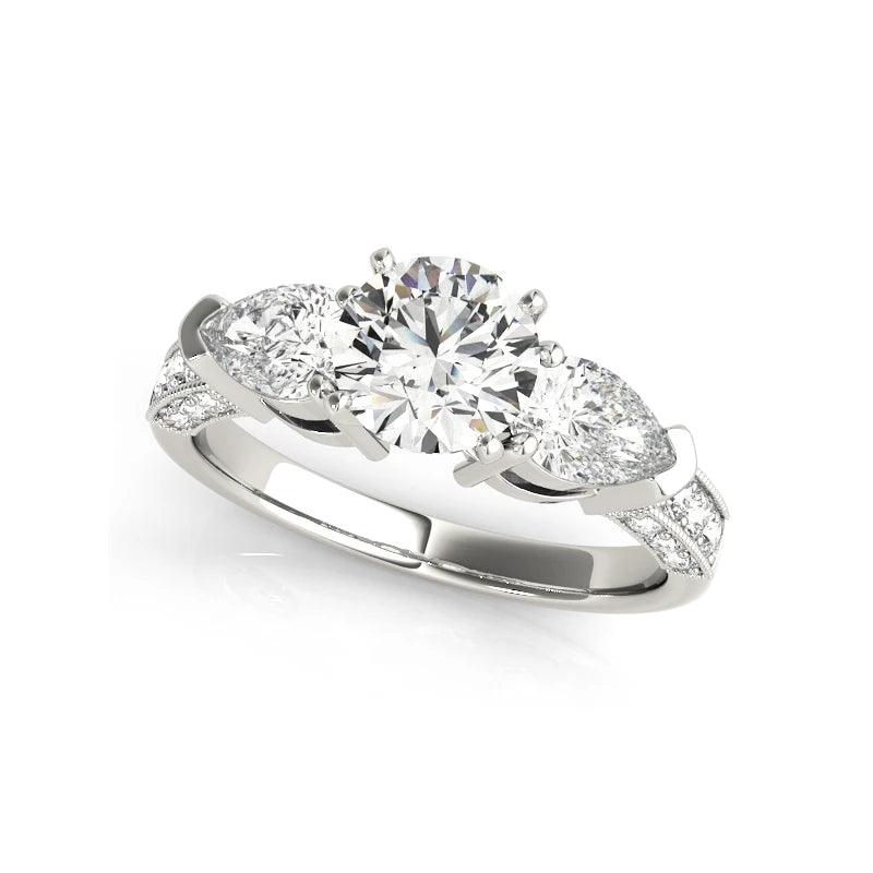 Elegant 925 Sterling Silver Ring Round 1 Ct Moissanite Stone