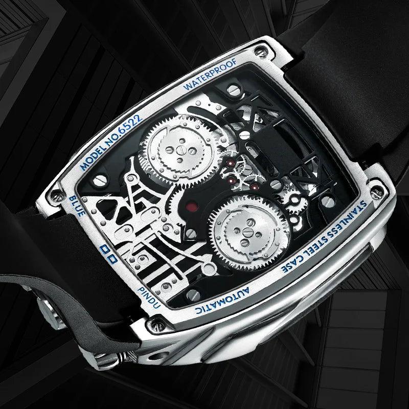 50mm Rare Luxury Men's Automatic Mechanical Sport Watch Bugatti Design Waterproof Durable Strong Case (LUXURY SUITS YOU)