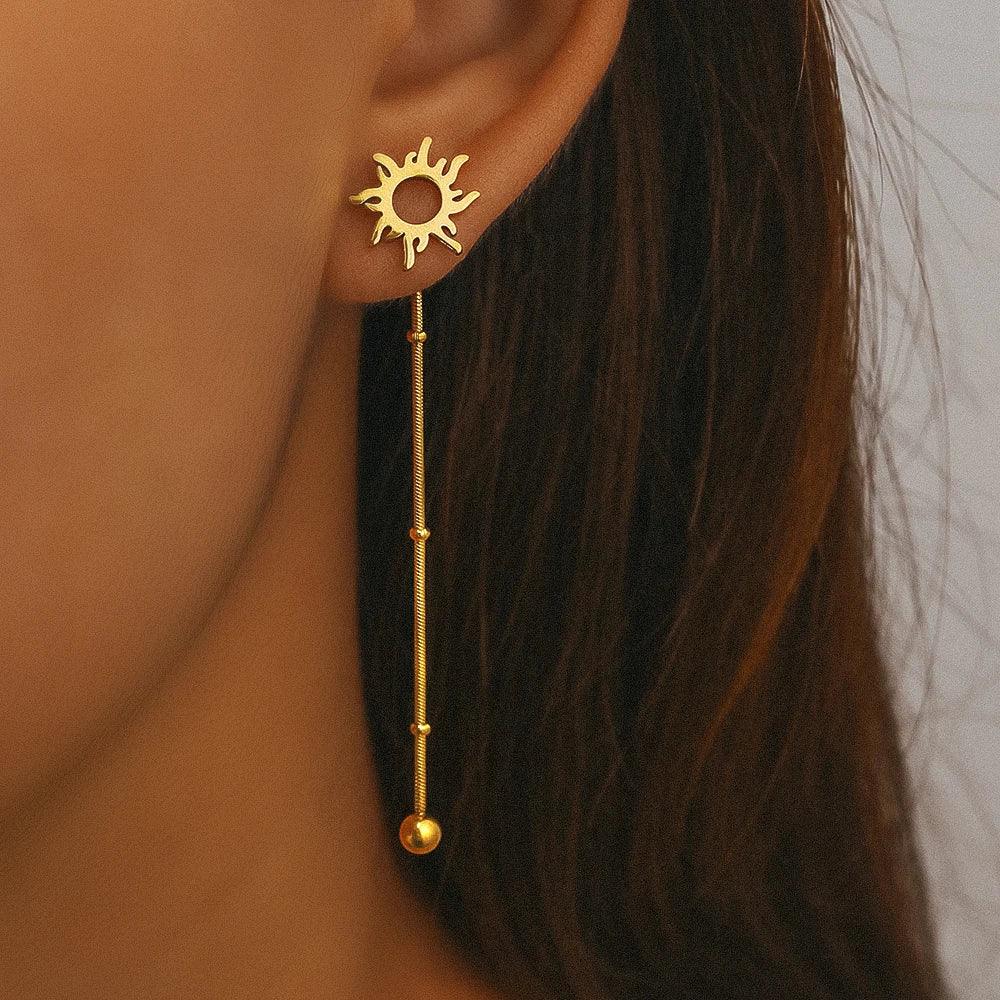 Simple Classic Design Stainless Steel Sun Earrings