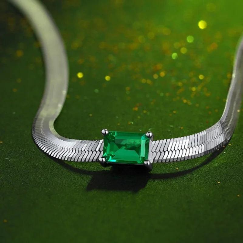 Luxury S925 Silver Necklace 0.5 Carat Emerald