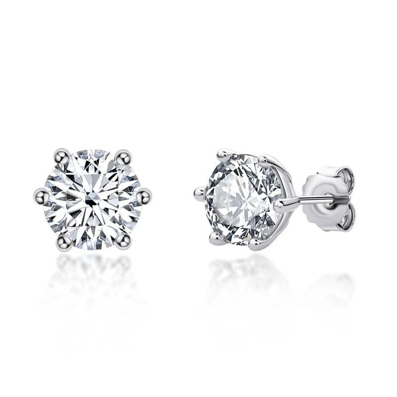 Moissanite Ear Studs 925 Silver Earring Classic Round Size 5mm/6.5mm/8mm