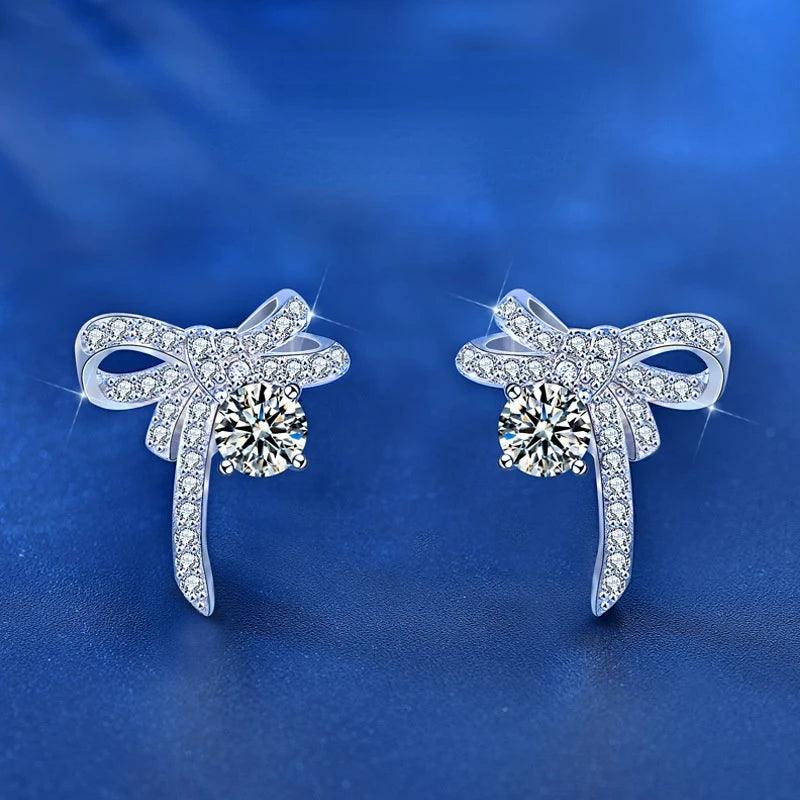 925 Sterling Silver 0.5ct Moissanite Bow Stud Earrings