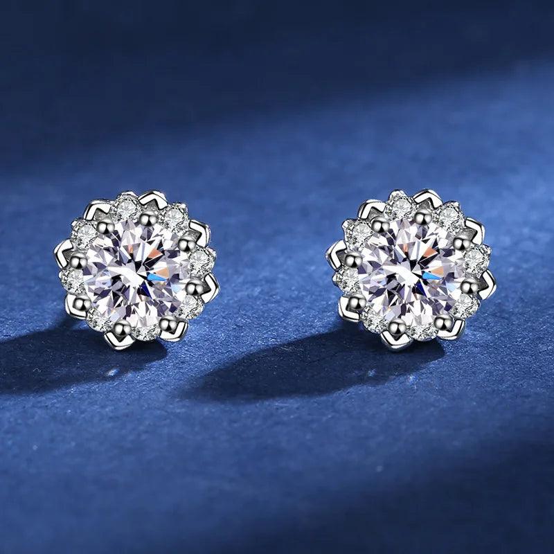 0.5 Carat Moissanite Diamond Earrings S925 Silver Inlaid Gemstone - TETAEA