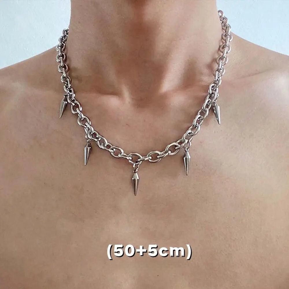 Titanium Steel Rivet Choker For Man Punk Metal Collar Necklace Luxury Hip Hop