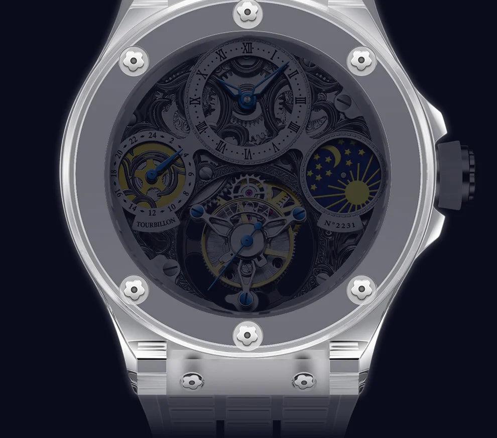 Rare Luxury Crystal Tourbillon Mechanical Watch