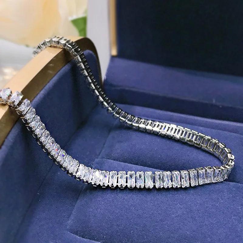 S925 Silver Necklace Inlaid With White Diamonds Luxury Design Fine Necklace