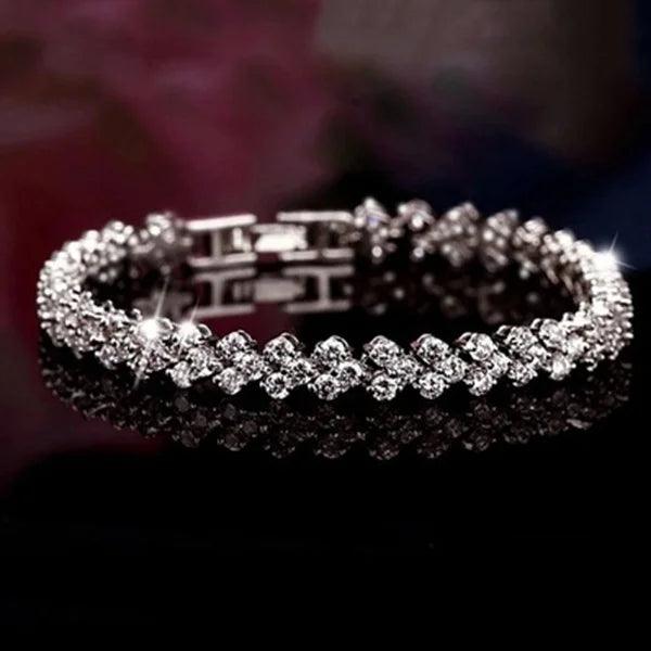 Simple Bracelet Rhinestone Leaves Chain Bangle