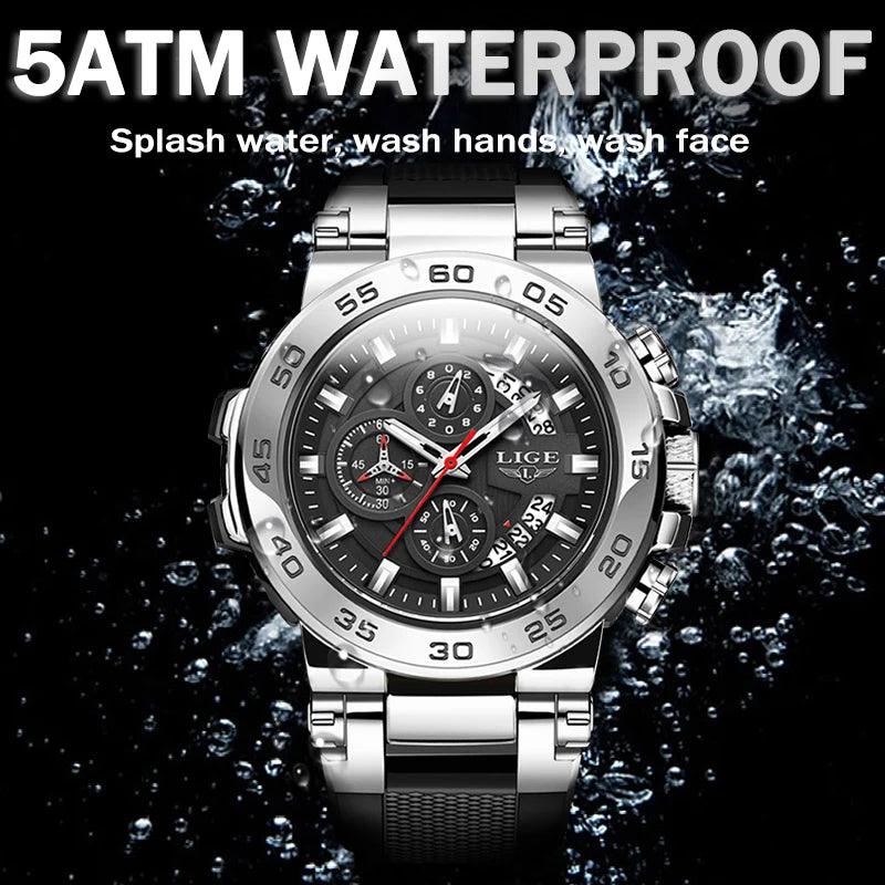 Men's Military Style Luminous Waterproof Silicone Quartz Watch Oversized