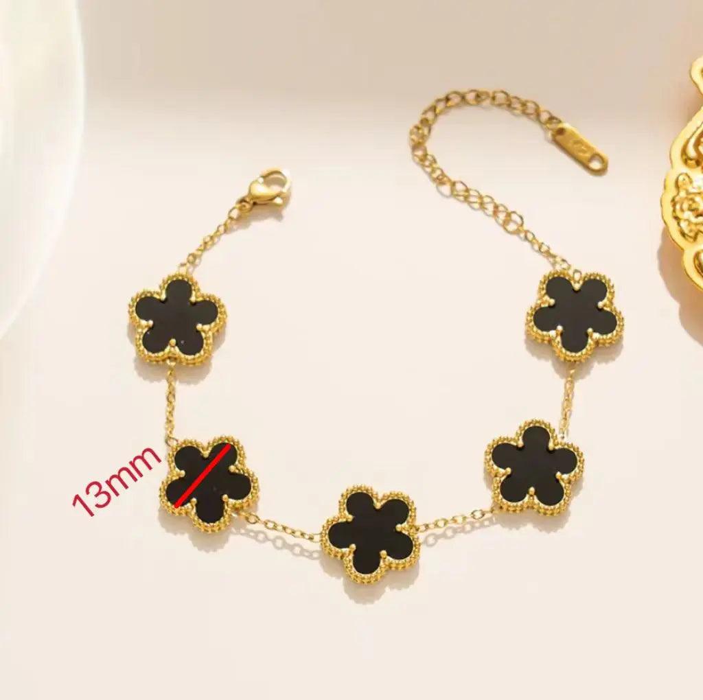 5pcs Luxury Stainless Steel Bracelet Women Adjustable Five Flower Bracelets for Women Clover New Fashion Jewelry Accessories Gifts