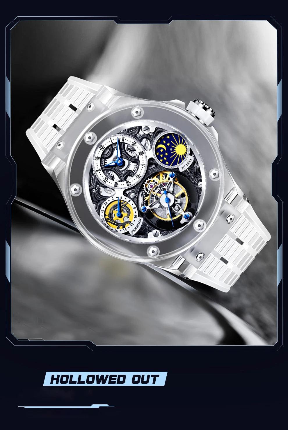 Rare Luxury Crystal Tourbillon Mechanical Watch