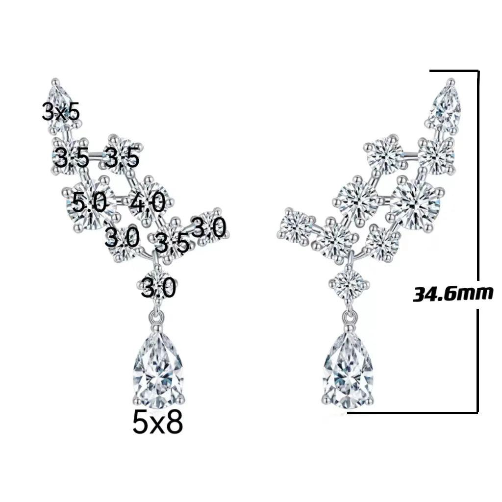 Luxury Rare 6 Carat Moissanite Diamond Drop Earrings 925 Sterling Silver Classic Geometric