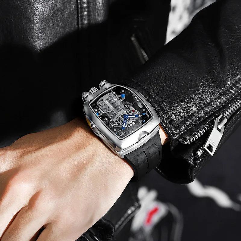 50mm Rare Luxury Men's Automatic Mechanical Sport Watch Bugatti Design Waterproof Durable Strong Case (LUXURY SUITS YOU)