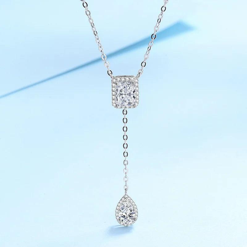 Tredny Real Moissanite Necklace 3CT Diamond Pendant Necklaces Sterling Silver