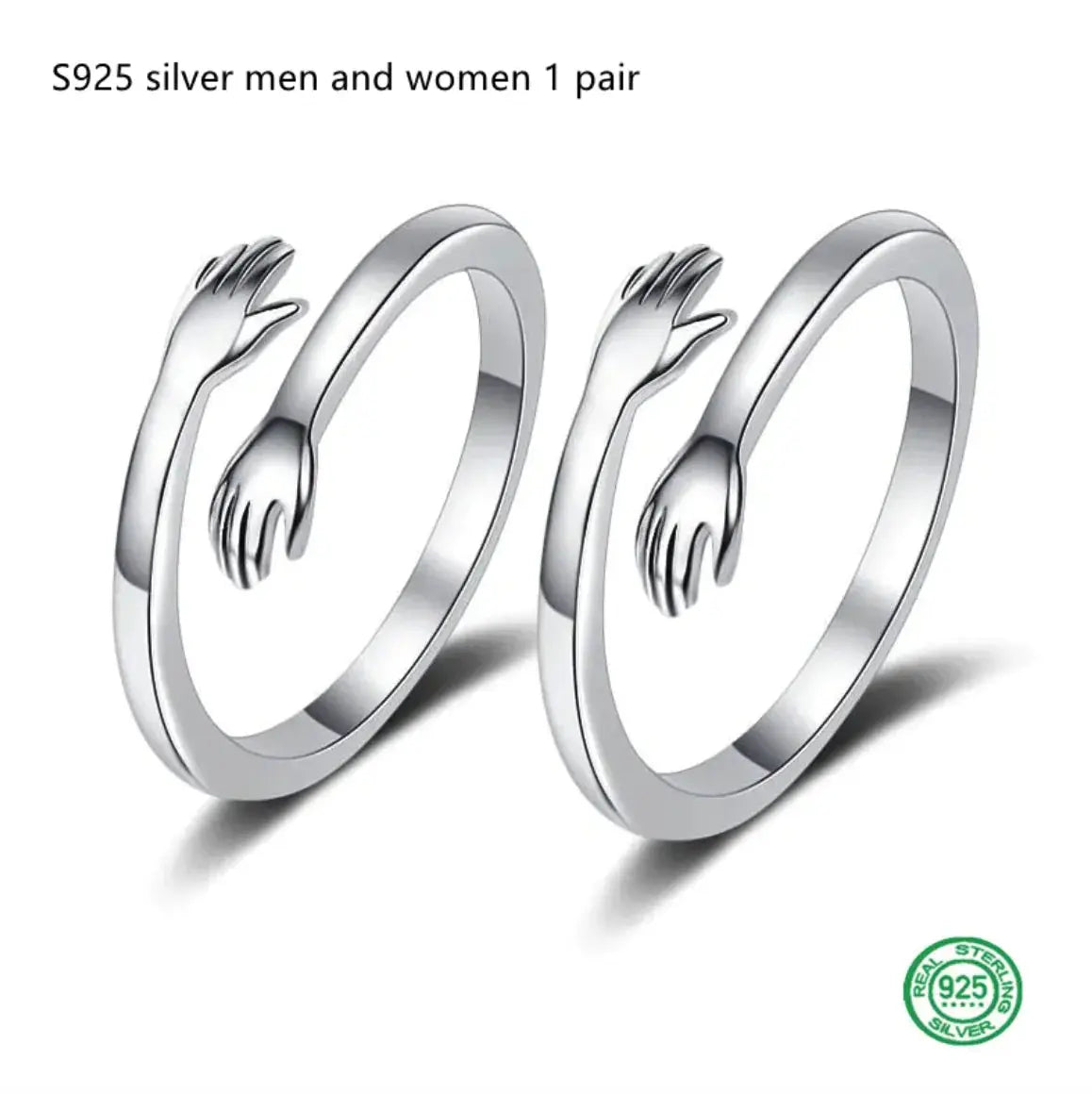S925 Silver Couple Hug Ring TETAEA
