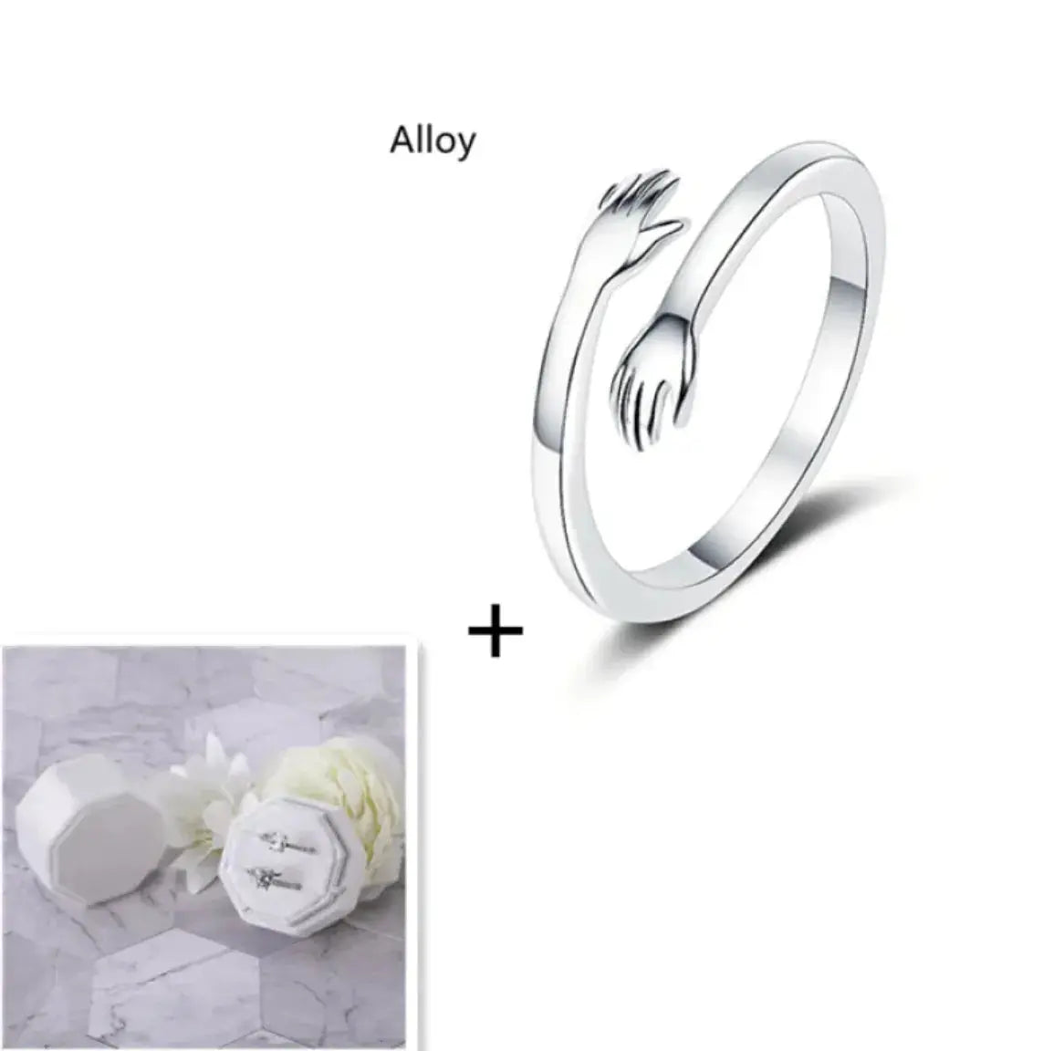 S925 Silver Couple Hug Ring TETAEA