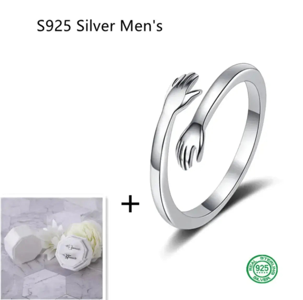 S925 Silver Couple Hug Ring TETAEA