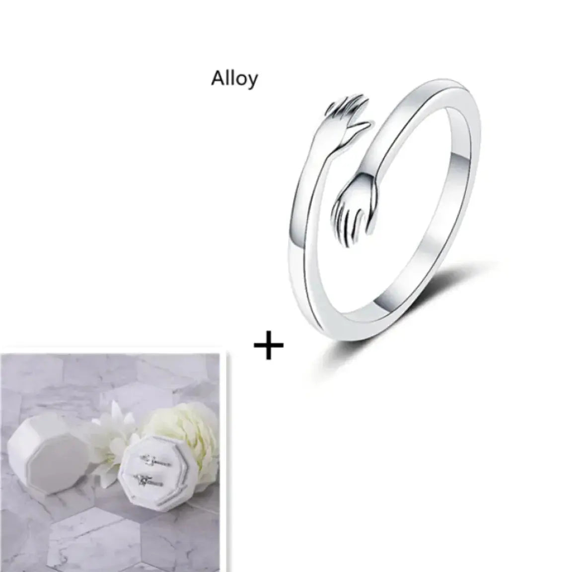 S925 Silver Couple Hug Ring TETAEA