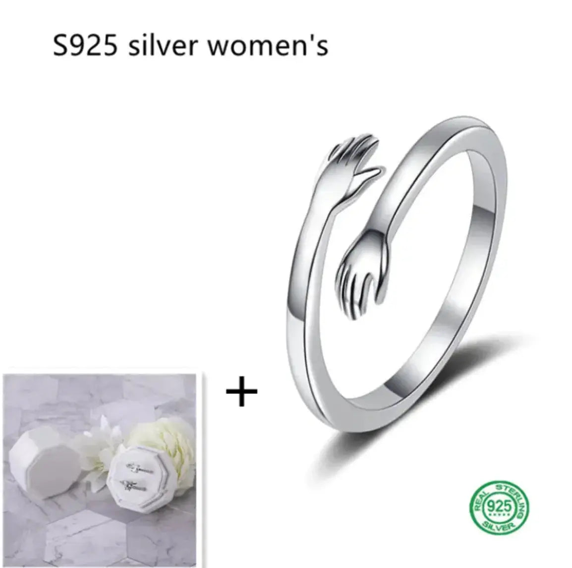 S925 Silver Couple Hug Ring TETAEA