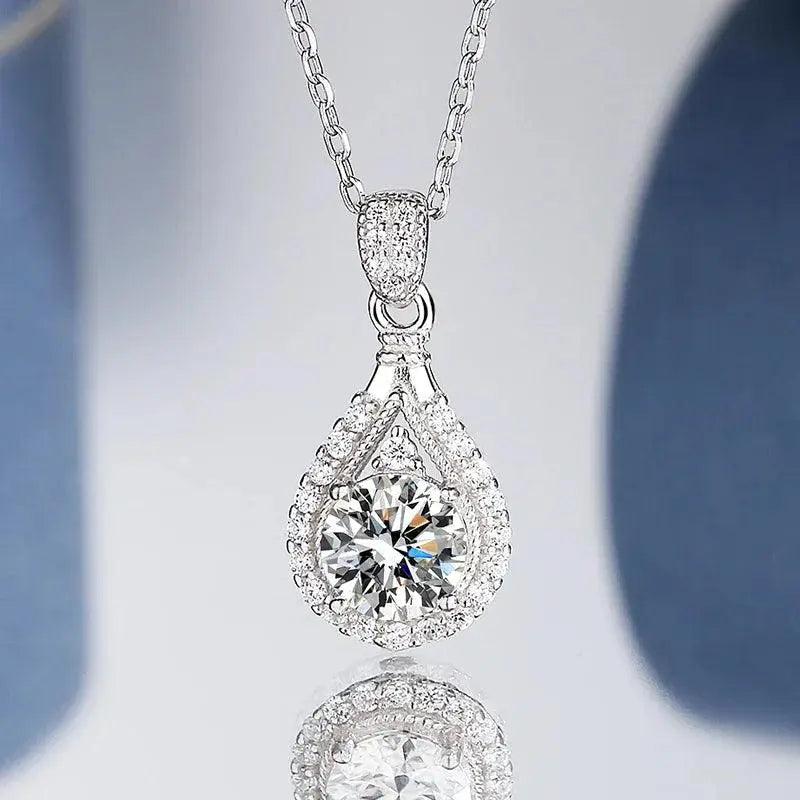S925 Sterling Silver Round Cut Diamond Pendant TETAEA