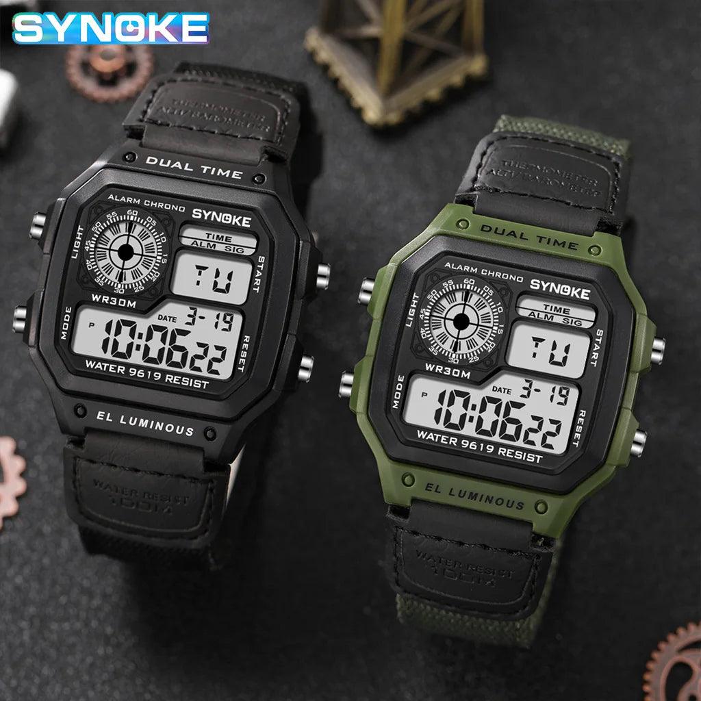 Heavy Men's Fashion Sports Waterproof Multifunctional Luminous Digital Military Watch