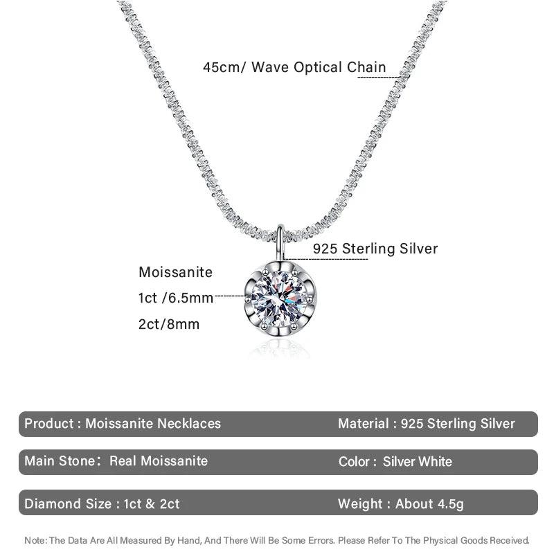 1 to 2 carats of extremely brilliant diamond moissanite pendant