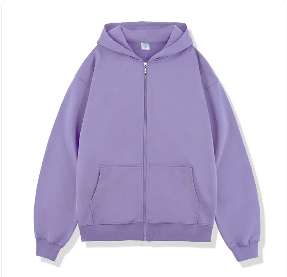 Autumn Winter Terry Hooded Zipper Sweater TETAEA