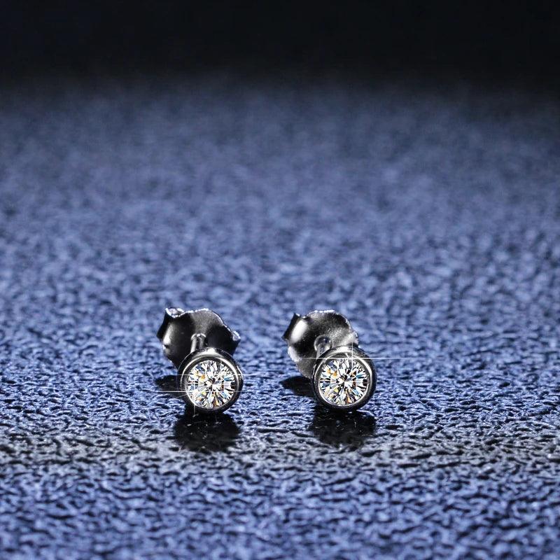 Round 3mm Moissanite Diamond Silver 925 Stud Earrings Trendy